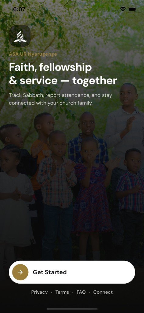ASA UR Nyarugenge mobile app welcome screen